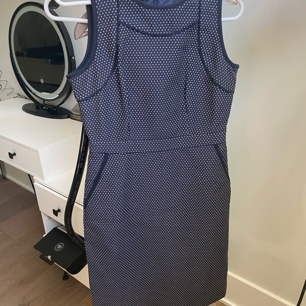 Jcrew Navy polka dot midi dress size 00
